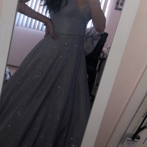 Light Blue Iridescent Prom Dress - Picture 2 of 3